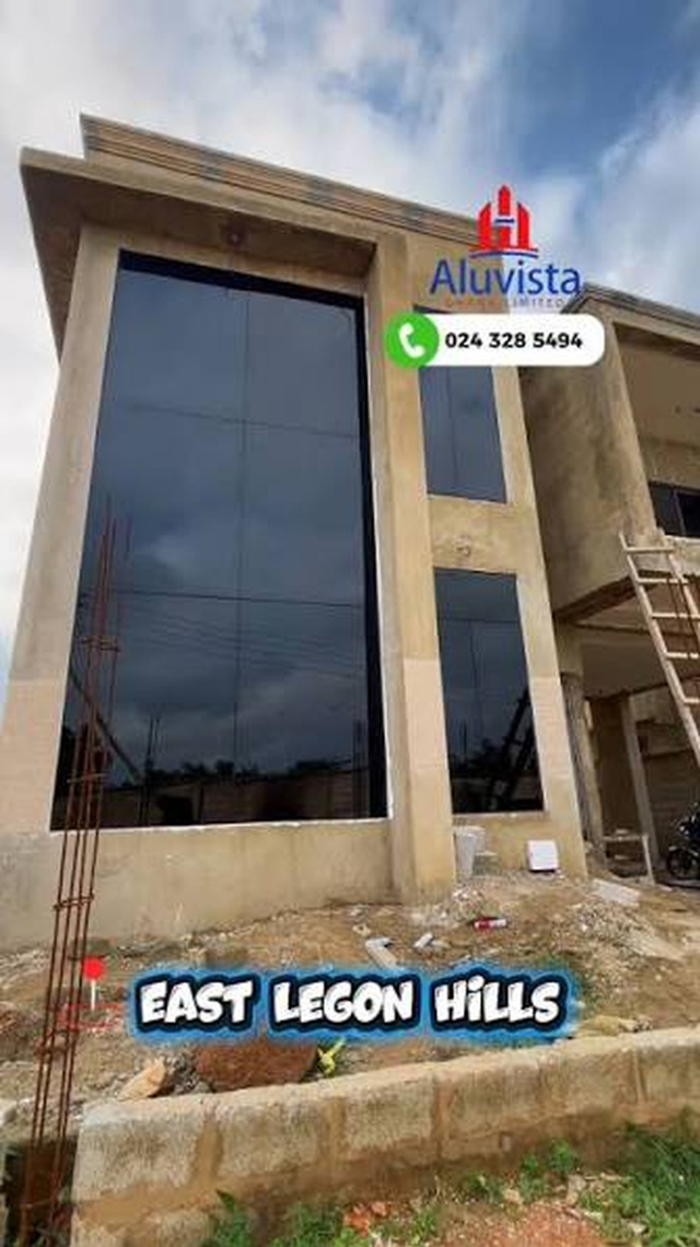 Tall glass facade at an East Legon Hills property